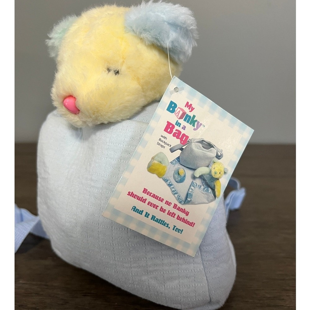 My Banky in a Bag Jack Bear Plush Rattle Security Blanket Backpack Lori Turner